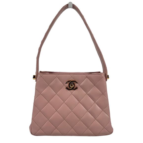 Chanel 90s Pink Lambskin Small Kelly Top Handle Bag w 24K Gold Plated Hardware - Picture 1 of 11